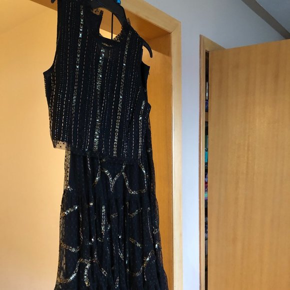 Brand New Gorgeous Let Me Be 2-Piece Beaded Black Tank and Skirt Set - Picture 6 of 16